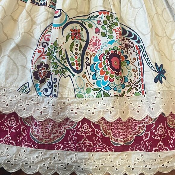 Giggle Moon 7 Girls Long Sleeve Dress Leggings Outfit Maroon Whimsical Elephant - Picture 7 of 11